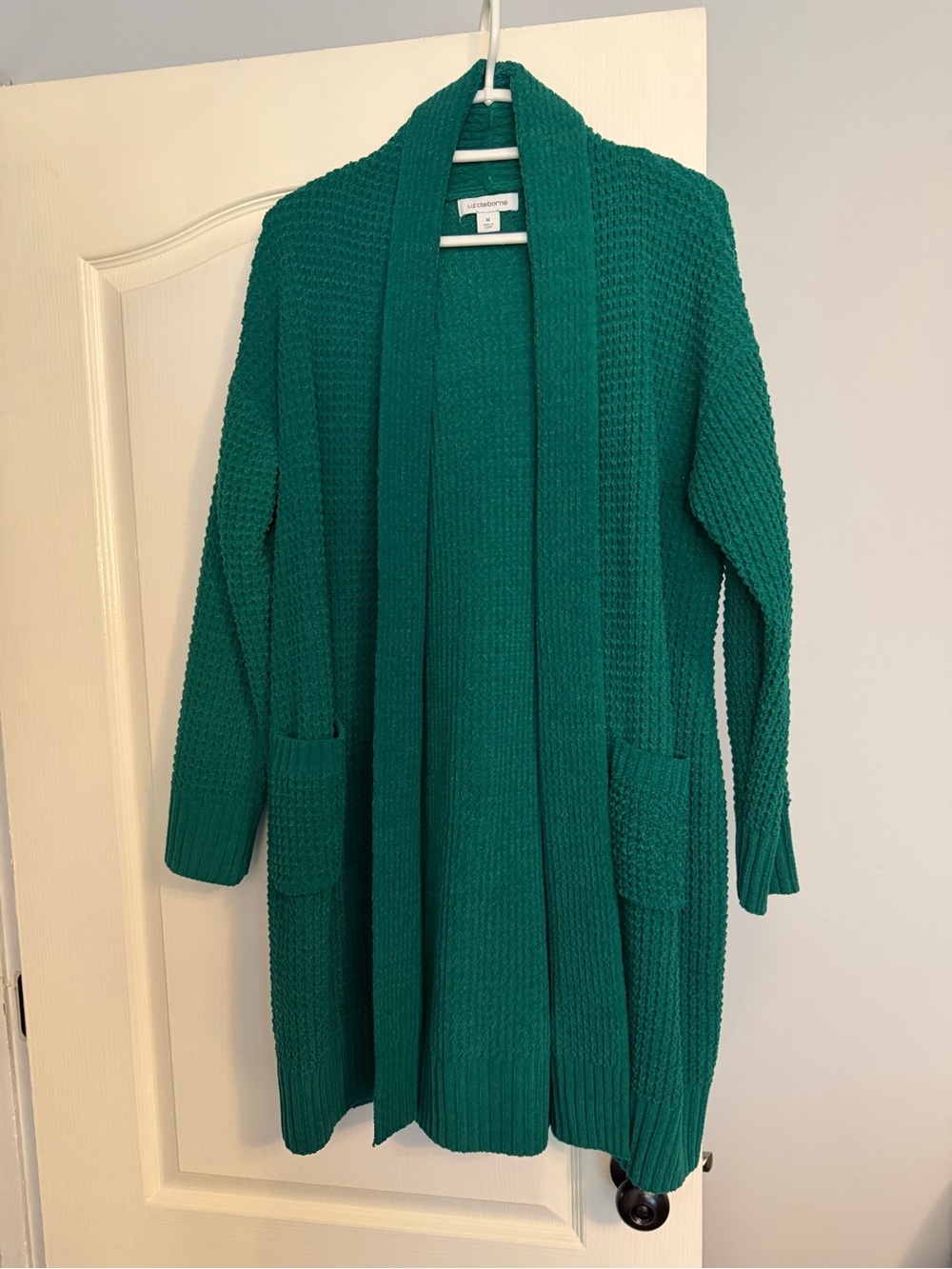 Liz Claiborne Teal Open-Front Knit Cardigan